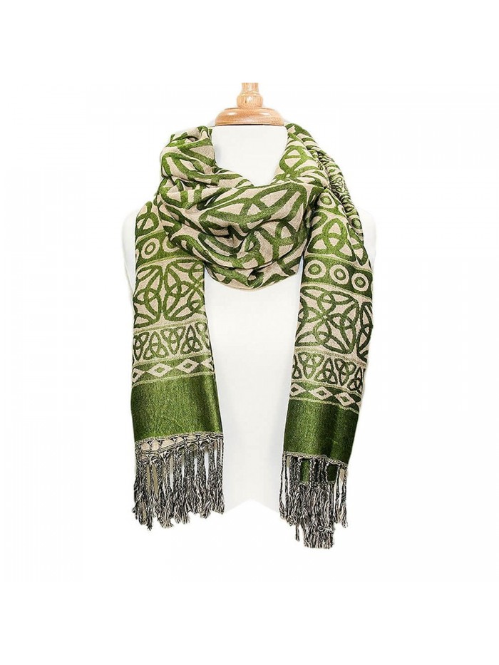 Ladies Celtic Heritage Scarf- Ancient Celtic Style Design- Moss Green - C912G20EXAF