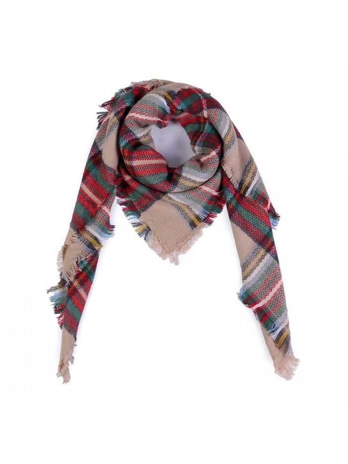 Smiry Womens Stylish Soft Winter Warm Large Tassels Plaid Wrap 55 Inches - Multi-color - C41860MTCTZ