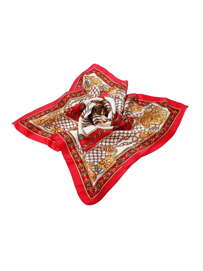 Premium 100% Pure Silk Small Square Scarf 21" - Different Designs Available - Horse Red - CV1200VRV2F