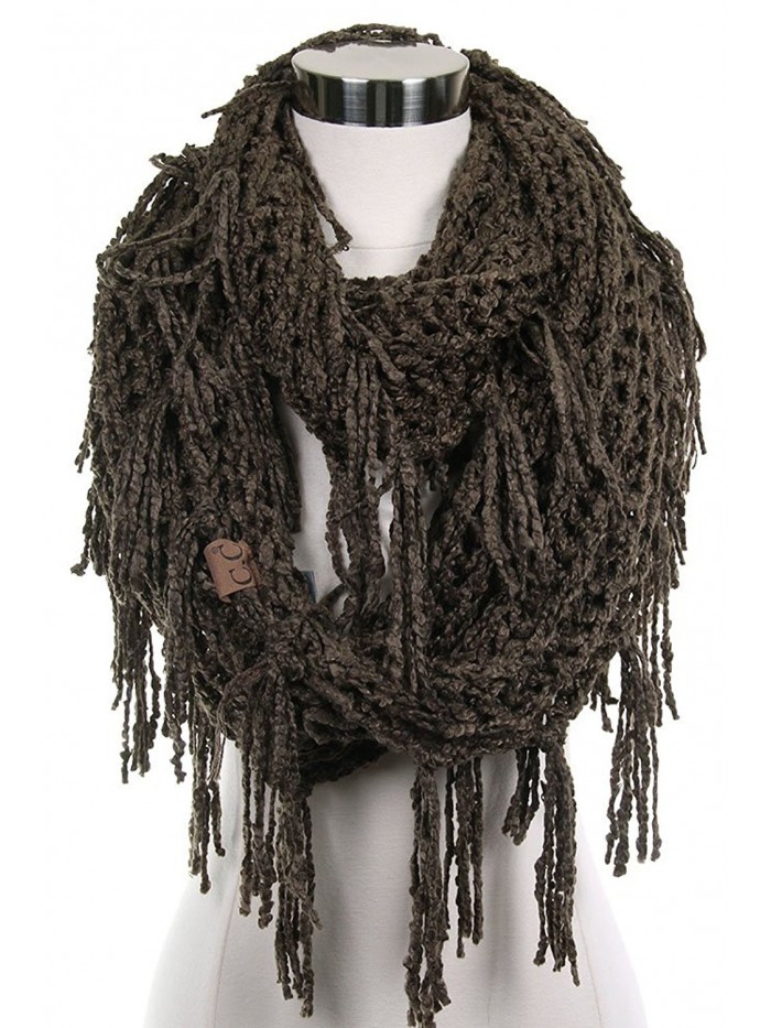ScarvesMe CC Knitted Double Loop Circle Infinity Scarf with Fringe - New Olive - C6186W9CIIA
