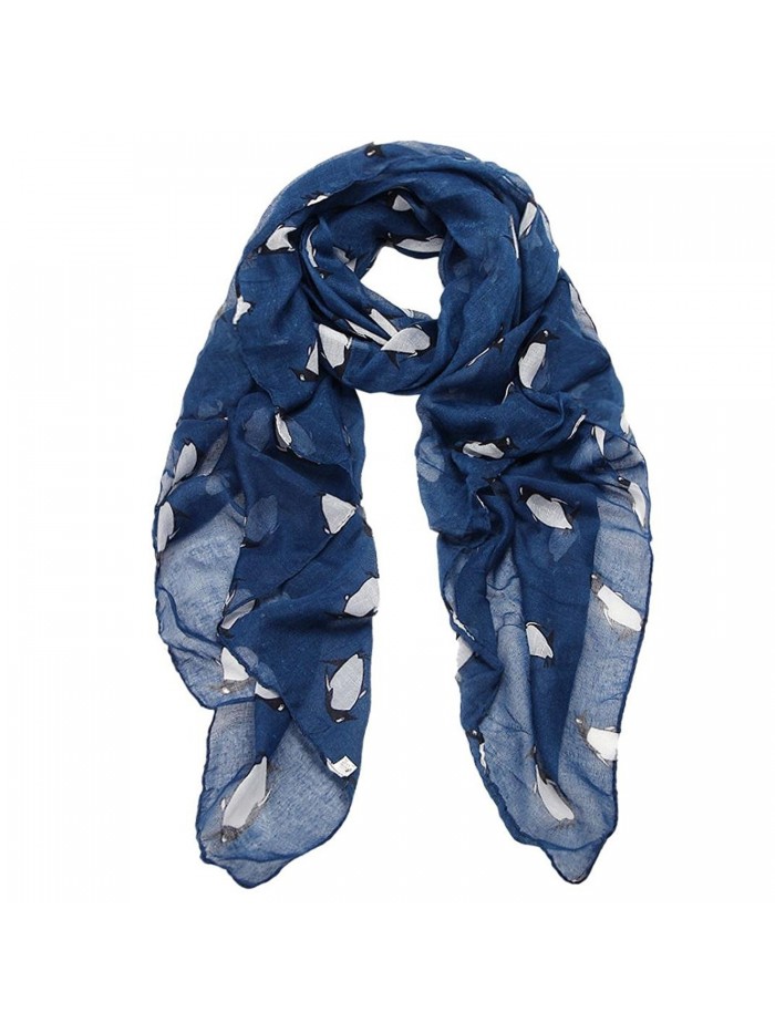 Binmer(TM)Women Lady Scarf Shawl Penguin Print Voile Scarves Girls Gift - Navy - CP125G4N2IN