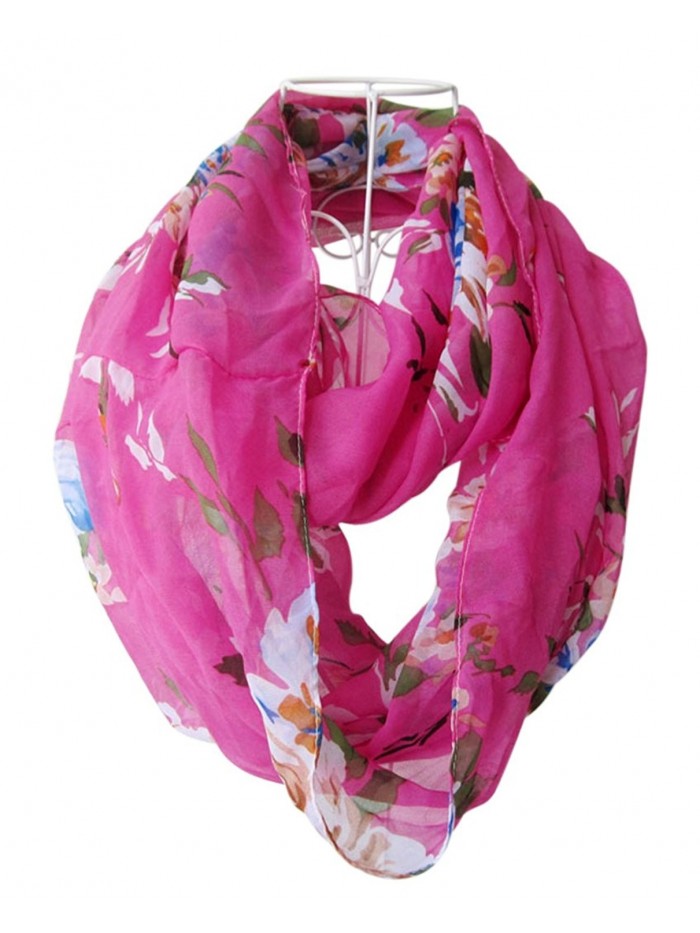 HONEYJOY Women Fashion infinity Flower Pattern Charming Print Shawl Scarf Wrap - Rose - CR12N85SAJT