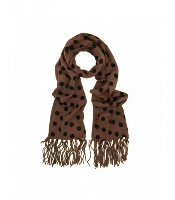Classic Soft Knit Polka Dots Tassels Ends Long Scarf - Different Colors Available - Brown - CQ115RGCXOF