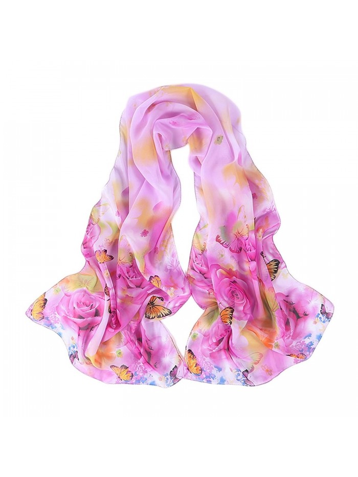 Reversible Butterfly Sheer Voile Shawl 16050CM Women Scarf for Clothes Decorating - Purple - CN182E0DCTD