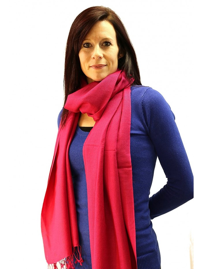 Authentic Exclusively Handmade Cashmere Scarves in Assorted Colors - Hot Pink - C912BJT498B