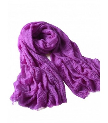 Faurn Crinkle Soft Light Blanket Oversized Scarf Shawl Wrap Hijab - Purple - C2187RHOAX8