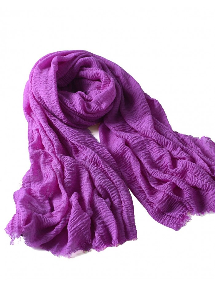 Faurn Crinkle Soft Light Blanket Oversized Scarf Shawl Wrap Hijab - Purple - C2187RHOAX8