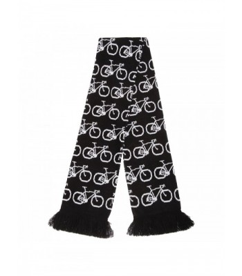 FLOSO Unisex Bicycle Pattern Knitted Winter Scarf With Fringe - Black/White - CQ120FVNCUP