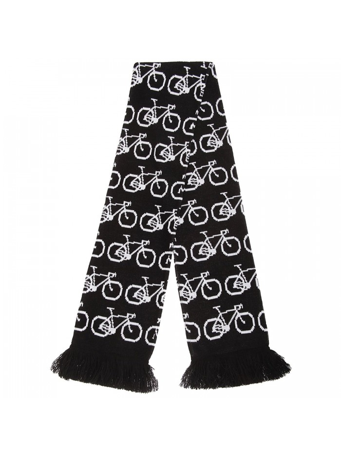 FLOSO Unisex Bicycle Pattern Knitted Winter Scarf With Fringe - Black/White - CQ120FVNCUP