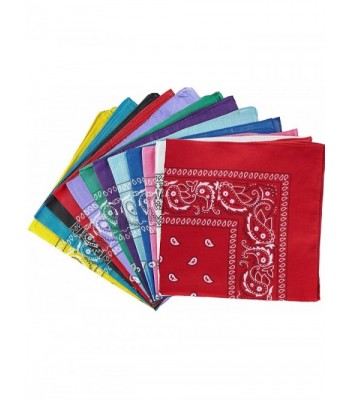 NJ Novelty - Dozen Paisley Bandanas + One Pre-tied Paisley Bandana Biker Du Rag - Assorted - CP12JB2V2FL