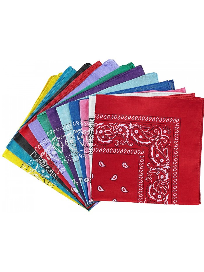 NJ Novelty - Dozen Paisley Bandanas + One Pre-tied Paisley Bandana Biker Du Rag - Assorted - CP12JB2V2FL