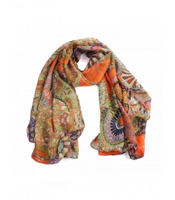 Malloom Fashionable Women Girl Chiffon Printed Chiffon Long Soft Scarf Shawl ... - Orange - C0129IVBFYX