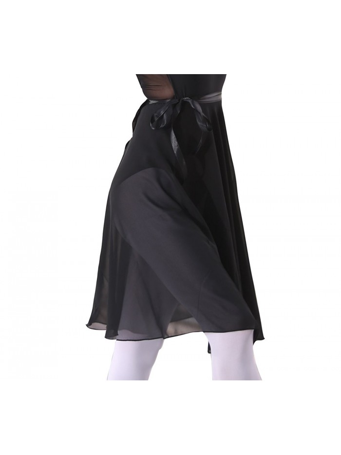 woosun Adult Ladies Ballet Leotard Tutu Skirt Women Dance Wrap Over Scarf 60cm Length Skirt Chiffon - Black - C0185EG9636