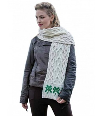 Carraig Donn 100% Merino Wool Shamrock Scarf Natural - C511A0Y2RHL