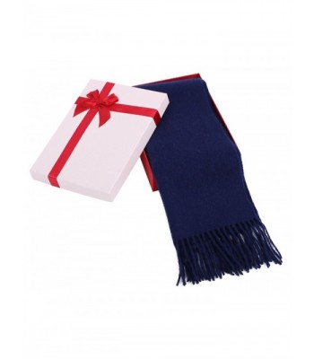 Women's Winter Cashmere Scarf w/ Gift Box- 64" x 11.5" - Solid Cobalt Blue-34 - C4185W5SNMI