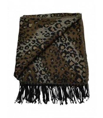 Womens Ruana Fringed Poncho Leopard in Wraps & Pashminas