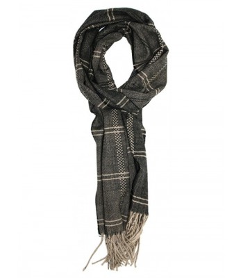 Ted and Jack - Ted's Classic 20% Cashmere 80% Viscose Plaid Scarf - Grey Pinstripe - C512MJFYSP3