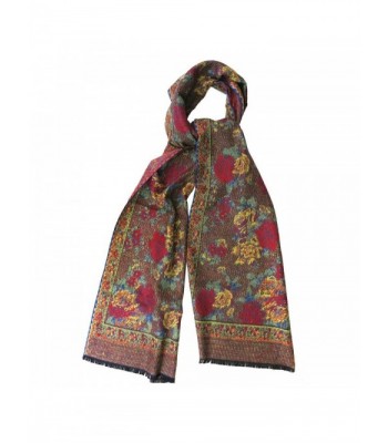 Topaz Sun Tapestry Rose Print Cashmere Scarf Red Multi - CP187608H40