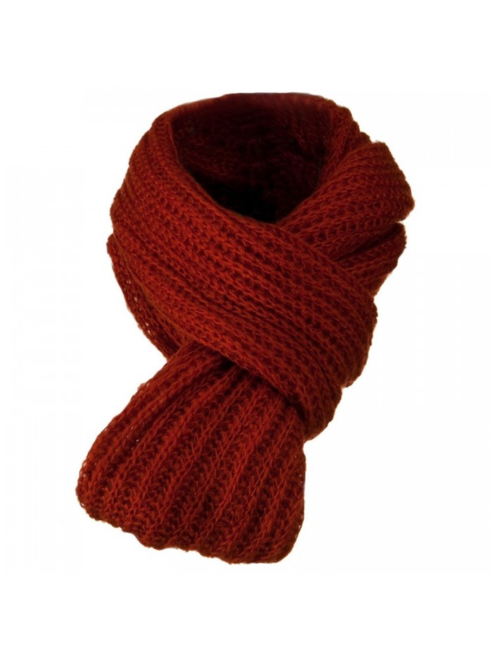 Knit Snood Solid Scarf - Rust W30S52E - CD11BKZYYMV