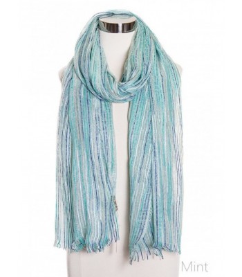 ScarvesMe Fashion Stripe Lurex Oblong Scarf - Mint - CS11W02W29P