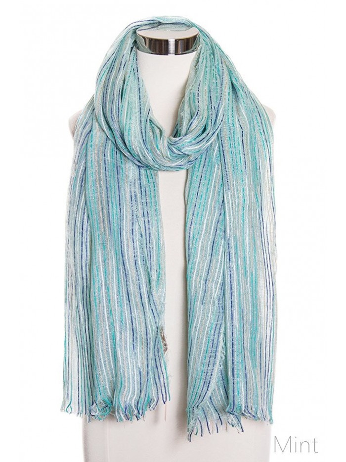 ScarvesMe Fashion Stripe Lurex Oblong Scarf - Mint - CS11W02W29P