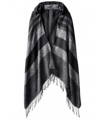 RAMPAGE Women's Striped Blanket Wrap with Hood - Black - CK122N8SXG1