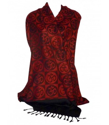 Om Symbol Circles Prayer Meditation Yoga Shawl Wrap - Red - CW11E4WVYF7