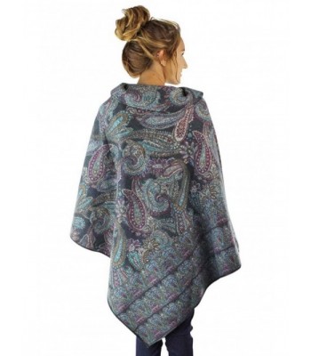 Colorful Paisley Pattern Turtleneck Poncho in Wraps & Pashminas