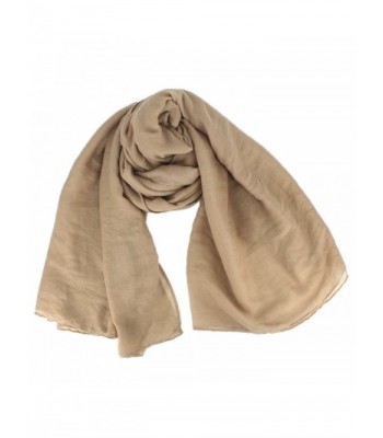 Women Soft Cotton Hemp Scarf Shawl Long Scarves Travel Sunscreen Pashmina - Khaki - CJ185YAKDK3