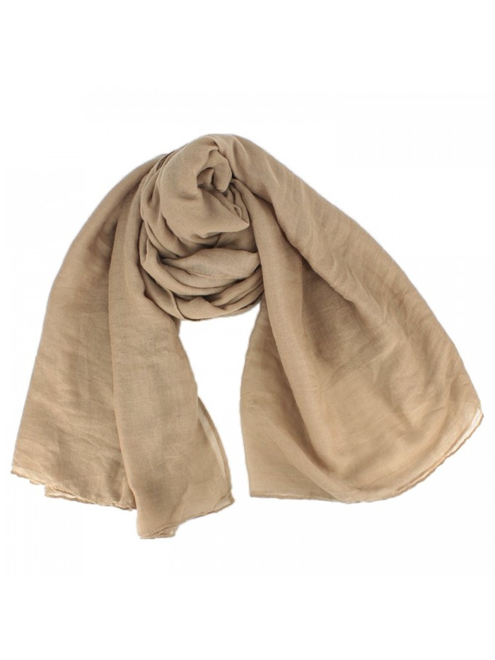 Women Soft Cotton Hemp Scarf Shawl Long Scarves Travel Sunscreen Pashmina - Khaki - CJ185YAKDK3