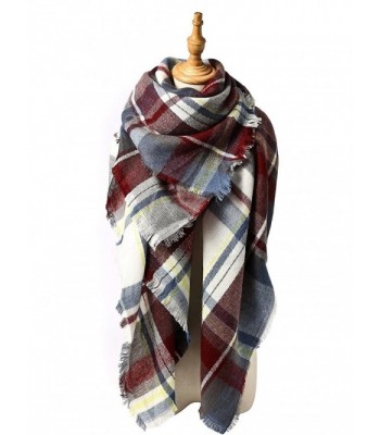 Century Star Women's Gorgeous Fall and Winter Plaid Blanket Scarf Warm Tartan Wrap Shawl - Purple Red - C0186RE982S