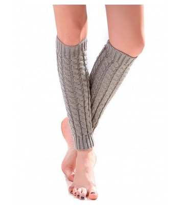 Women's Cable Knit Leg Warmers Knitted Crochet Long Socks by Super Z Outlet - Gray - CP11T2NYOH3