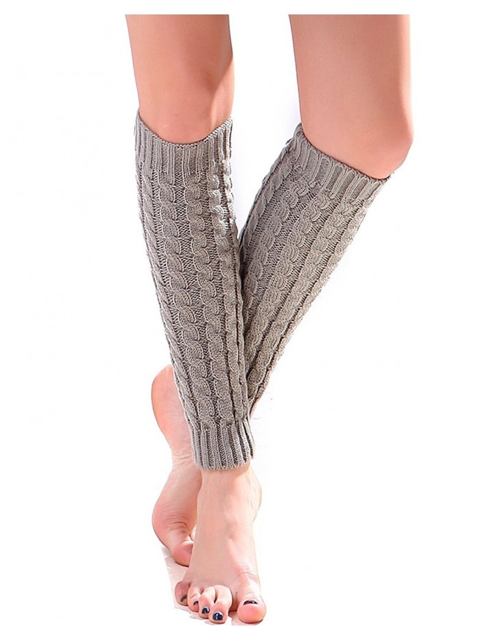 Women's Cable Knit Leg Warmers Knitted Crochet Long Socks by Super Z Outlet - Gray - CP11T2NYOH3