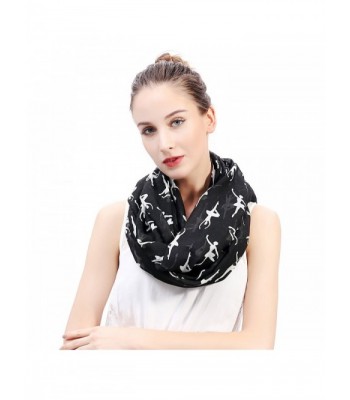 Lina & Lily Ballerinas Dancers Print Women's Infinity Scarf Lightweight - Black - CN18495GKY3