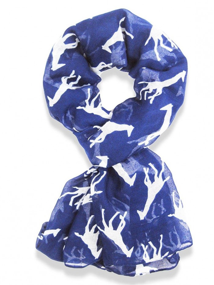 Hanson Giraffe Print Long & Soft Celebrity Style Scarf - Blue - C111FMBVB3T