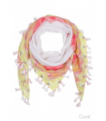 ScarvesMe Aztec Square Tassel Scarf - Coral - C312IRHC8YF