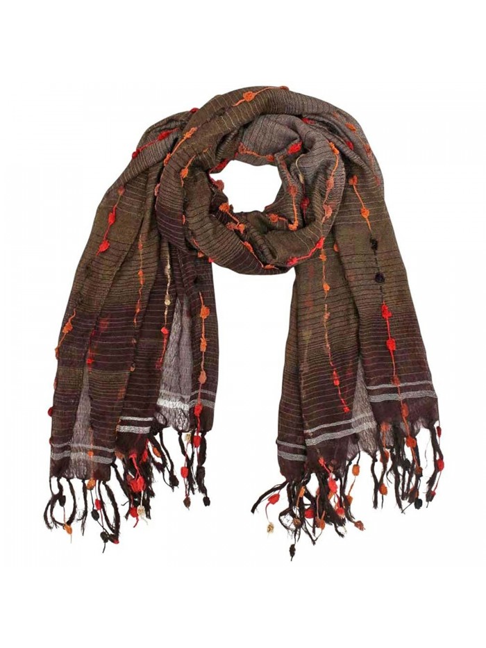 Gauze-Like Multicolor Scarf Wrap - Brown - CS110C3VNMV