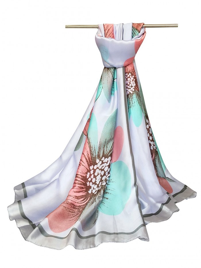 DOCILA Silk-Like Shawl- Elegant Ladies Party Wrap- Fashion Flower Scarf - Lightgrey - CB183MKGN4C