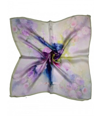 Pale Green Flower Printed Thick Silk Small Square Scarf - CM17YG9U4Z6