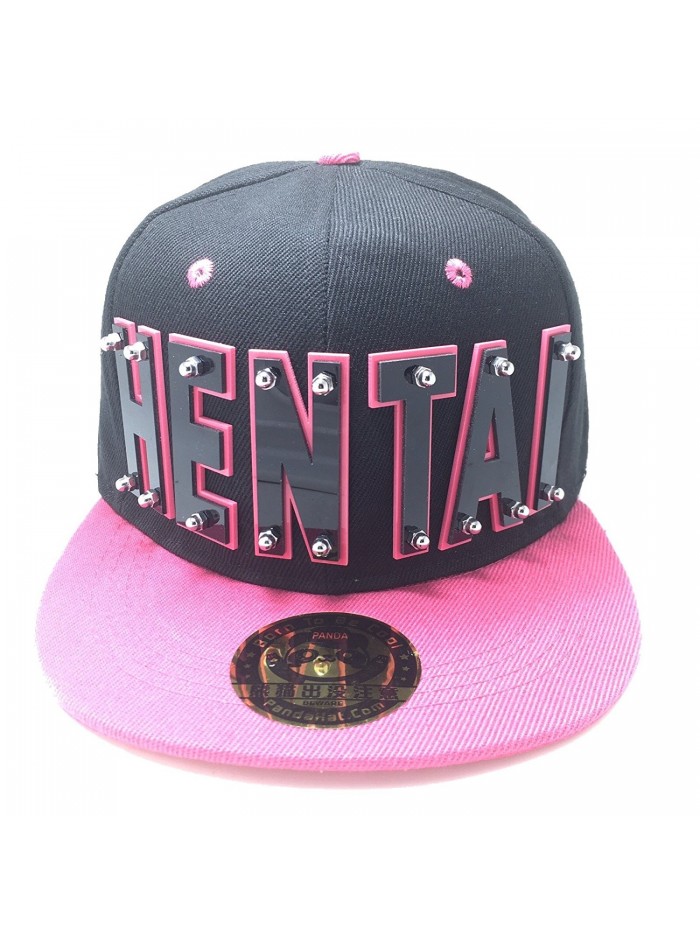 PANDAHAT Hentai Hat In Black With Pink Brim - Black Letter With Pink Trim - CZ18899EMOI