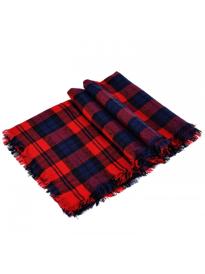 Luxina Large Tartan Scarf Plaid Blanket Shawl Winter Warm Pashmina for Women - E:red - CL12MDISOYR