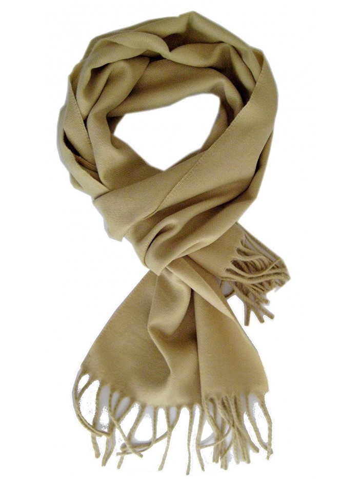 Frost 100% Cashmere Scarf Soft Warm All Natural Cashmere Scarf - Beige - CZ11ONTOU0R