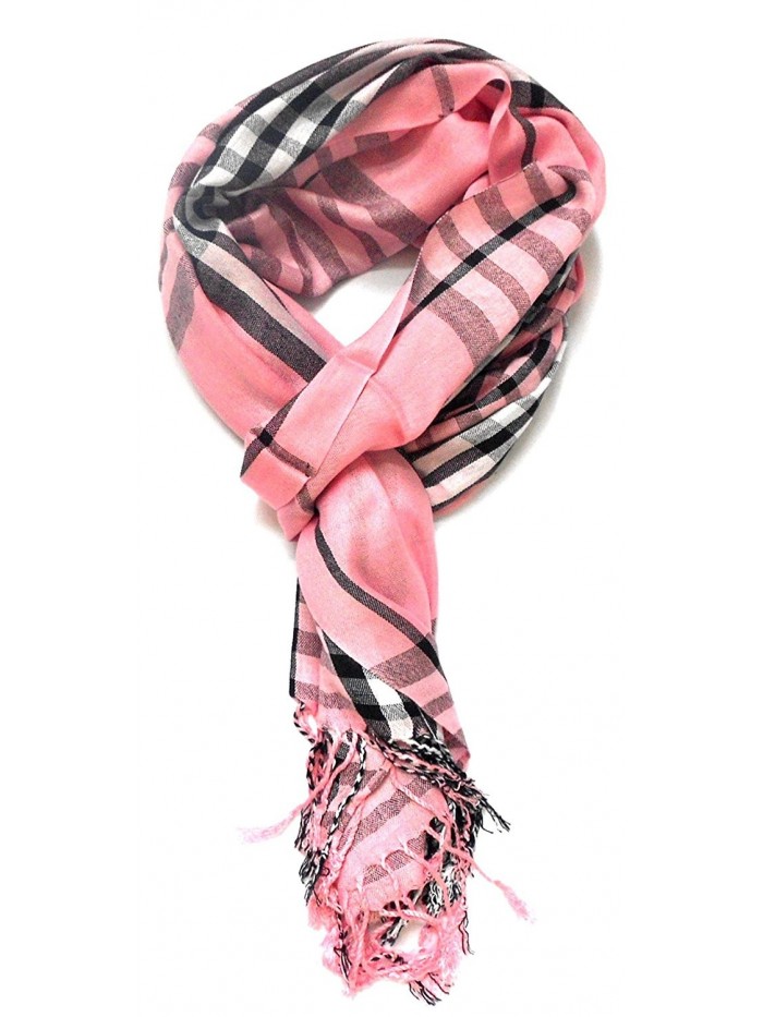 TitFus Classic Designer Inspired extended Plaid Scarf Wrap shawl throw large - Pink - CN11JZQZNTF