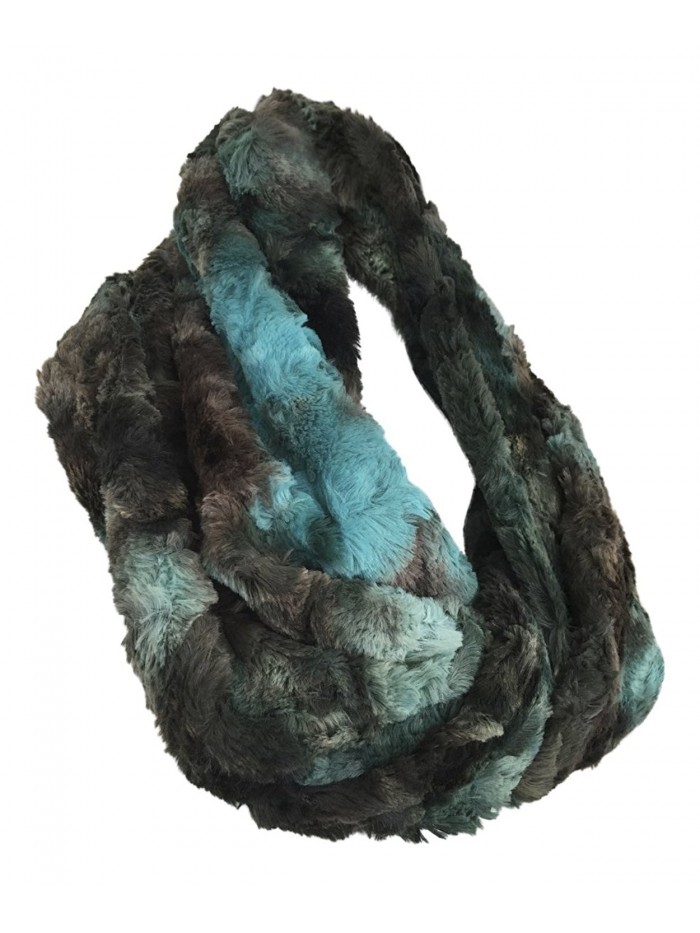 Pia Rossini - Womens Chunky Faux Fur Multi Colored Loop Circle / Infinity Scarf - Luella Aqua - CQ12NEN3UB1