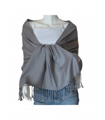 SCARF_TRADINGINC Large Soft 100% Twill Pashmina Scarf Shawl Wrap - Gray - CO11SEEQRIP