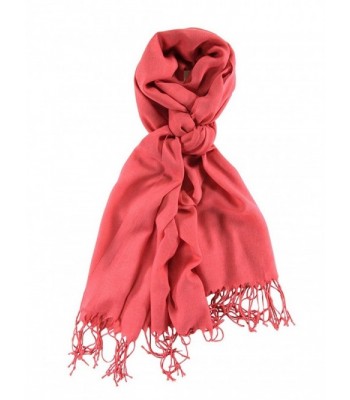 La Purse Light Weight Solid Color Pashmina Scarf- Silk Feel & - Coral Cloud - CJ11RW162C7