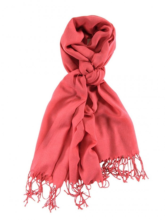 La Purse Light Weight Solid Color Pashmina Scarf- Silk Feel & - Coral Cloud - CJ11RW162C7