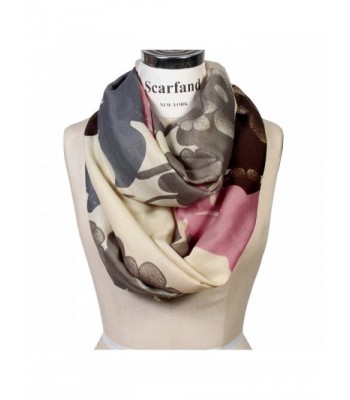 Scarfand Vibrant Painting Artistic Print Infinity Scarf - Floral Beige - CT12BL02NE5
