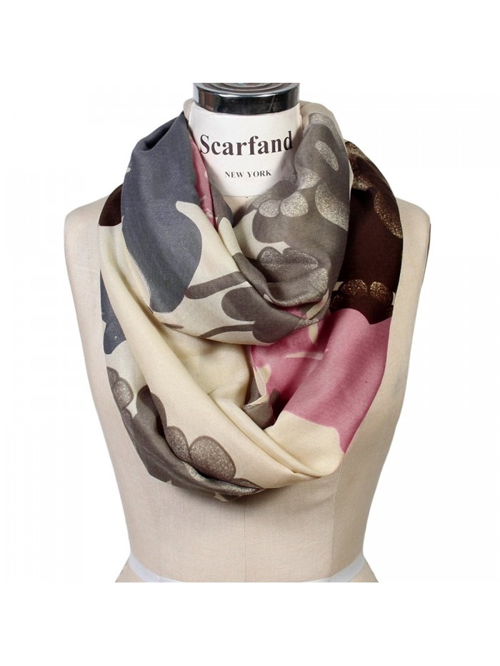 Scarfand Vibrant Painting Artistic Print Infinity Scarf - Floral Beige - CT12BL02NE5