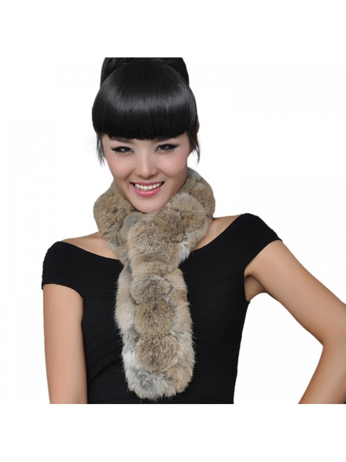 Women's Rabbit Fur Ball Scarves Scarf Multicolor - Hare Color - B ...